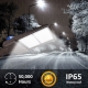 LED Parking Lot LighDLC UL Listed Dusk to Dawn Shoebox Light Fixture with PhotocellCommercial Street Lighting, 100-277V, 5000K, 1-10 V Dimmable, 10 KV, Arm Mount